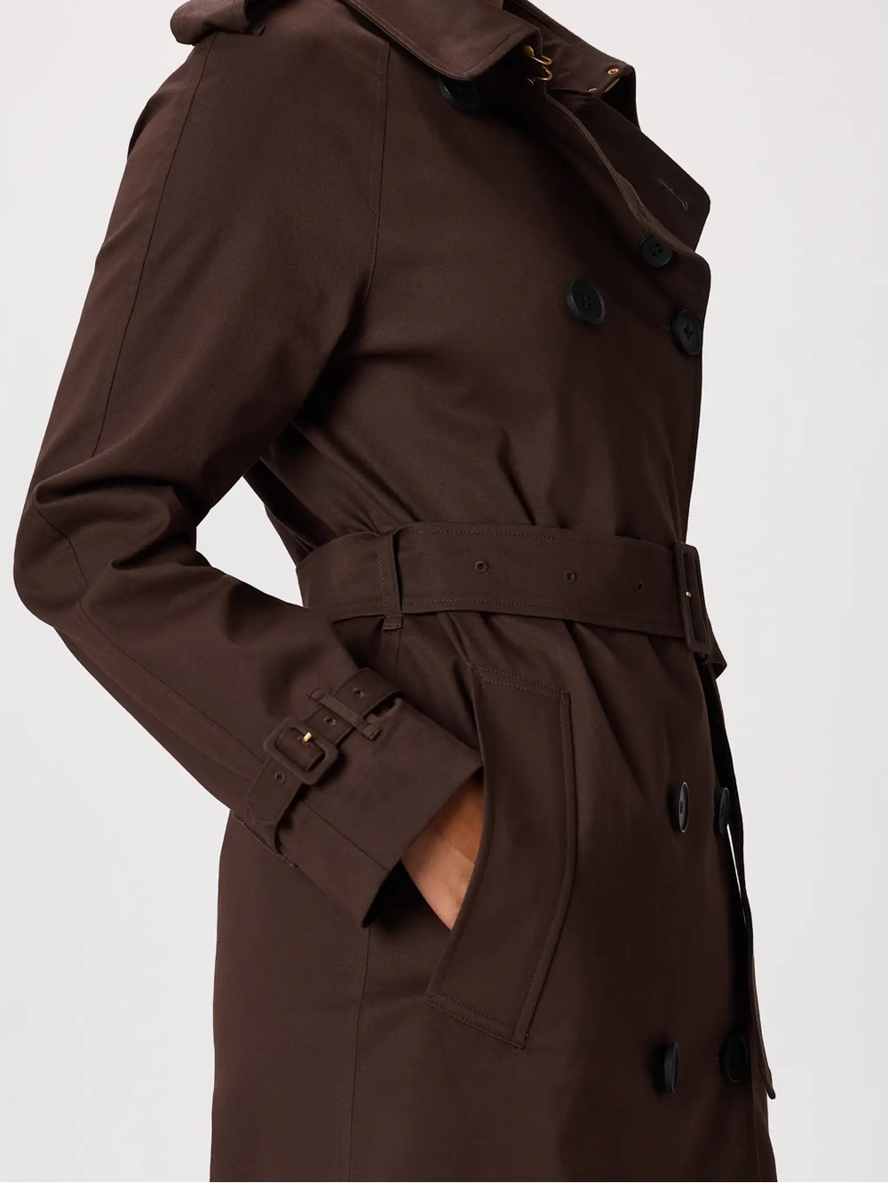 Quince Brown Comfort Stretch Long Trench Coat size M - Picture 5 of 10